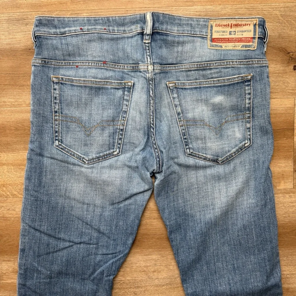 Diesel D-Yennox Jeans Men 32x32 Blue Tapered Stretch Light Wash Distressed 0IHAT